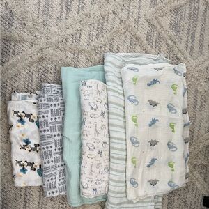 4 for $40 Assorted Muslin Baby Swaddle Blankets